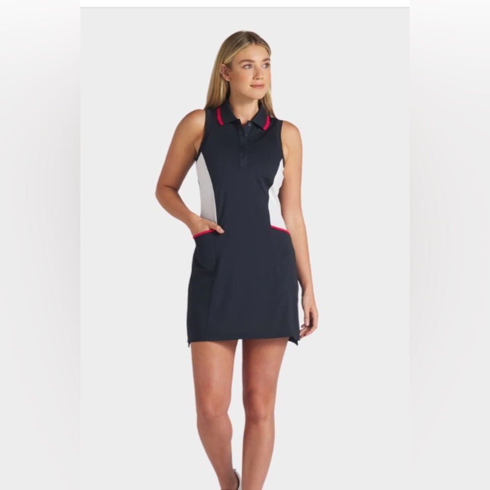 Puma Navy and White Sporty GOLF Dress with Red Trim